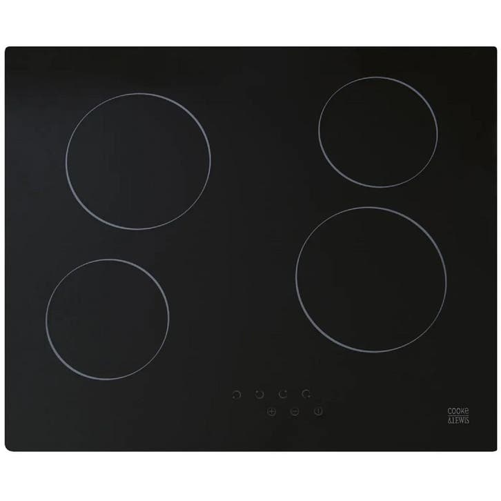 Cooke & Lewis CLCER60A - Keramische kookplaat - 4 kookzones, Electroménager, Tables de cuisson, Enlèvement ou Envoi