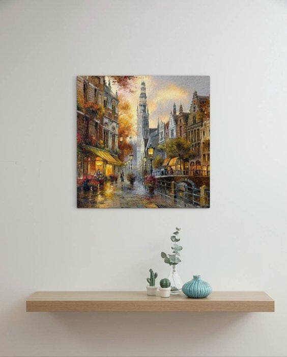 Knysh Tanya (1965) - Fall evening in Brugge, Antiek en Kunst, Kunst | Schilderijen | Modern