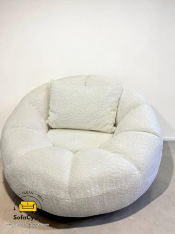 Fauteuil wit in bouclé set van 2 draaistoelen – overstock, Verzenden, Nieuw