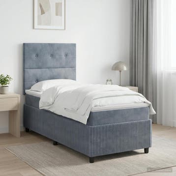 vidaXL Boxspringbed met matras Donkergrijs 90 x 200 cm, Verzenden