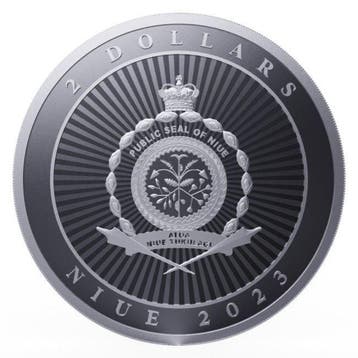 Niue. 2 Dollars 2023 1oz $2 NZD Niue Hibernia Silver Coin BU, Postzegels en Munten, Edelmetalen en Baren
