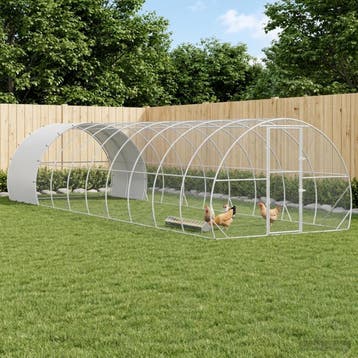 vidaXL Kippenhok zilver 1000 x 300 x 200 cm Gegalvaniseerd, Verzenden