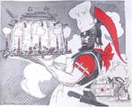 Een kerstpudding van Mars-en-Pijn op spotprent (lijst optie), Verzenden