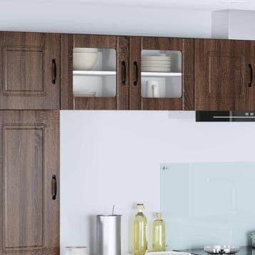 vidaXL Wandglas Kasten LUCCA 2 st Bruin eiken Bewerkt hout, Huis en Inrichting, Verzenden, Nieuw