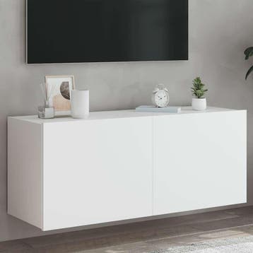 vidaXL Tv-wandmeubel met LED-verlichting 100x35x41 cm wit, Verzenden, Nieuw