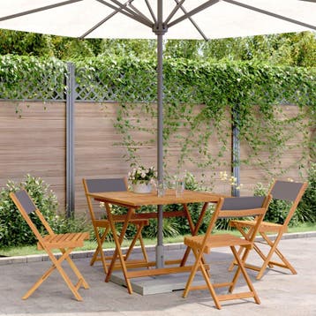 vidaXL 5-delige Tuinset massief hout en stof, Verzenden, Tuinset