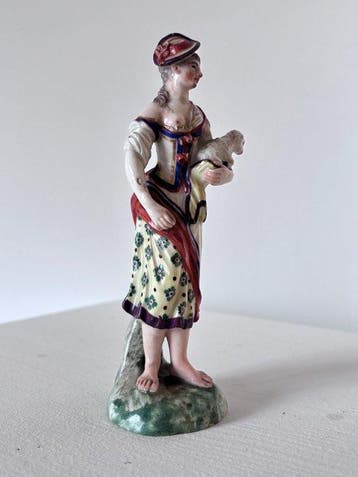Ludwigsburg - Figuur - Pastorella con pecora - Porselein