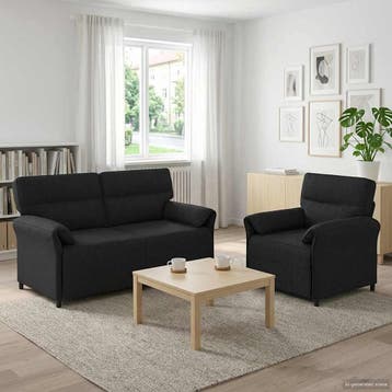 vidaXL bank / zetelstel 2 st Zwart Stof, Huis en Inrichting, Verzenden, Nieuw