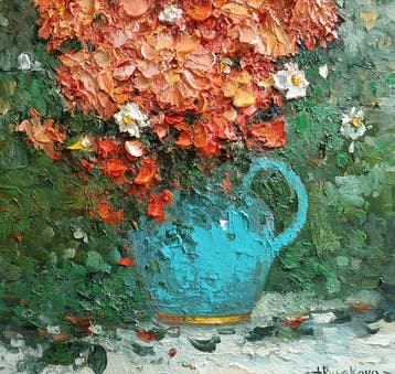 Tetiana Rusakova (1952) - Still life with flowers. Oil