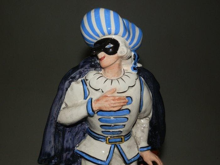 Tarciso Tosin, La Freccia - Beeld, maschera Veneziana, Antiek en Kunst, Antiek | Glaswerk en Kristal