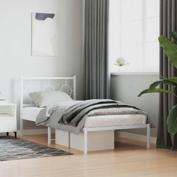 vidaXL Bedframe met hoofdbord metaal wit 90x200 cm, Verzenden
