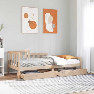 vidaXL Slaapbank met lades 90x190 cm massief grenenhout, Verzenden