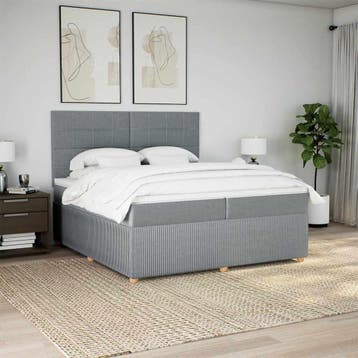 vidaXL Boxspring met matras stof lichtgrijs 200x200 cm, Verzenden, Nieuw