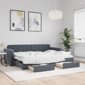 vidaXL Slaapbank onderschuifbed en lades 80x200 cm fluweel, Verzenden