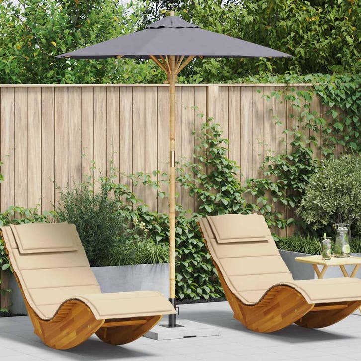 vidaXL Tuinparasol Donkergrijs Ø 180 x 230 cm Bamboe, Tuin en Terras, Parasols, Nieuw, Verzenden