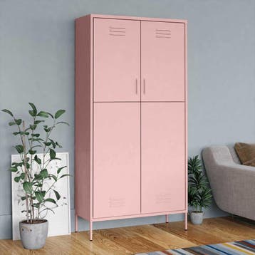 vidaXL Kledingkast 90x50x180 cm staal roze, Verzenden