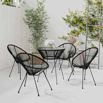 vidaXL 5-delige Tuinset PVC-rattan zwart, Tuin en Terras, Verzenden, Nieuw, Tuinset
