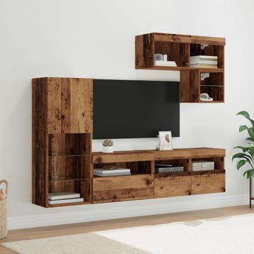 vidaXL TV Wandmeubels 6 st Oudhout Bewerkt hout, Verzenden