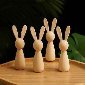 Houten konijn figuurtje (voor knutselwerk, 9 cm hoog), Verzenden, Nieuw