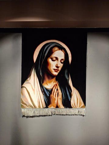 Fijn zijden beeldend wandtapijt – Maagd Maria (Madonna) –, Nieuw