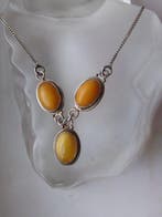 Zilver, Butterscotch Amber - Halsketting - Art Deco