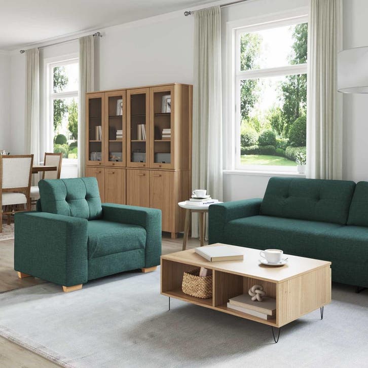 vidaXL bank / zetel 3 st Donkergroen Linnenmix Stoffen, Huis en Inrichting, Zetels | Zetels, Nieuw, Verzenden