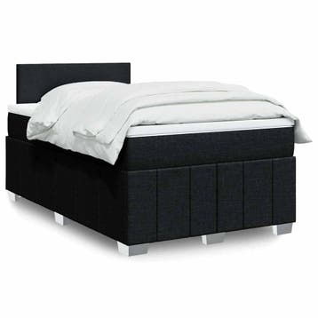 vidaXL Boxspring met matras stof zwart 120x200 cm, Verzenden