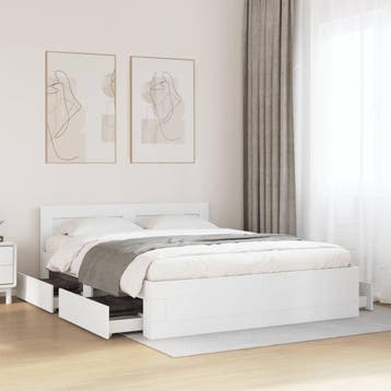 vidaXL Bedframe met hoofdeinde zonder matras 160x200 cm wit, Verzenden