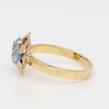 Ring - 18 karaat Geel goud, Witgoud Aquamarijn, Handtassen en Accessoires, Nieuw