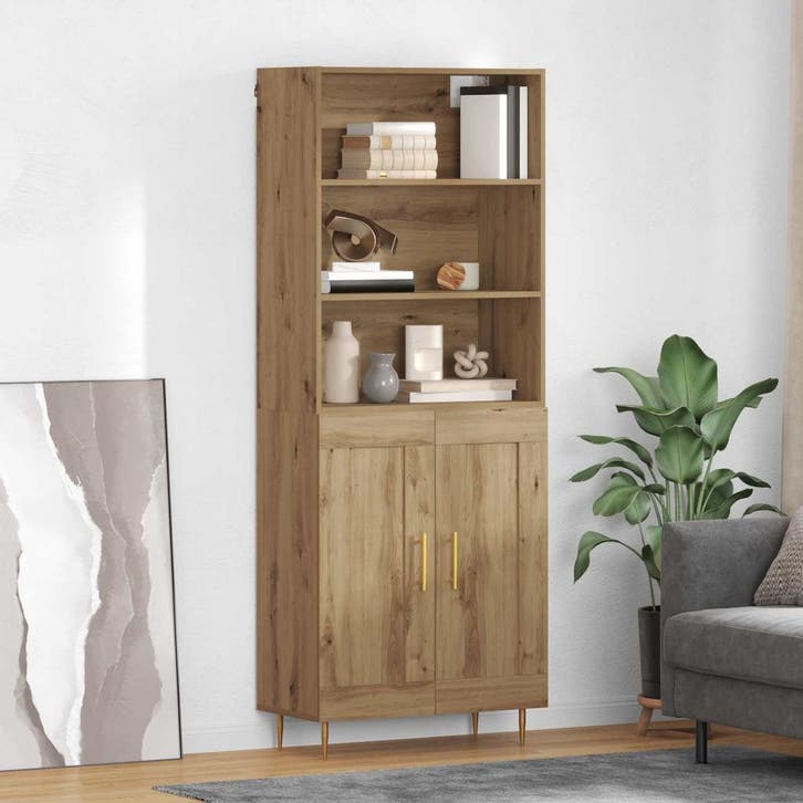 vidaXL Highboard Artisan Eiken 69,5 x 34 x 180 cm Bewerkt, Maison & Meubles, Armoires | Dressoirs, Envoi