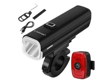 Veiling - Trizand 1000lm LED fietslamp + achterlicht, Nieuw