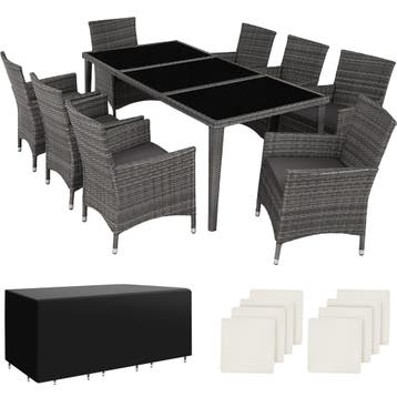 tectake Aluminium wicker zitgroep Menorca 8+1 met beschermho, Verzenden, Nieuw