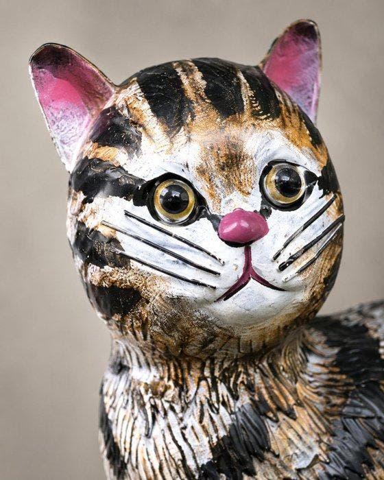 Sculptuuur voor buiten, Handbeschilderde metalen katten, Antiquités & Art, Curiosités & Brocante