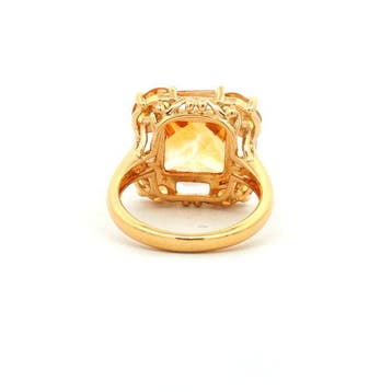 Zonder minimumprijs - Ring Zilver - 7.66ct. tw. Citrien -, Handtassen en Accessoires, Ringen, Nieuw