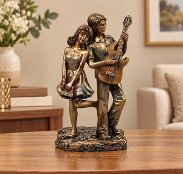 sculptuur, Romantic Couple with Guitar – Decorative Figurine