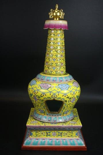 Bak - Porselein - 1990-2000 - 45 cm Enamel Pagoda
