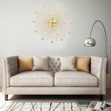 vidaXL Wandklok 70 cm metaal goudkleurig, Verzenden