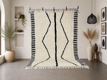 Berber, Wit en zwart Berberentapijt – Stijl Beni Ouarain -