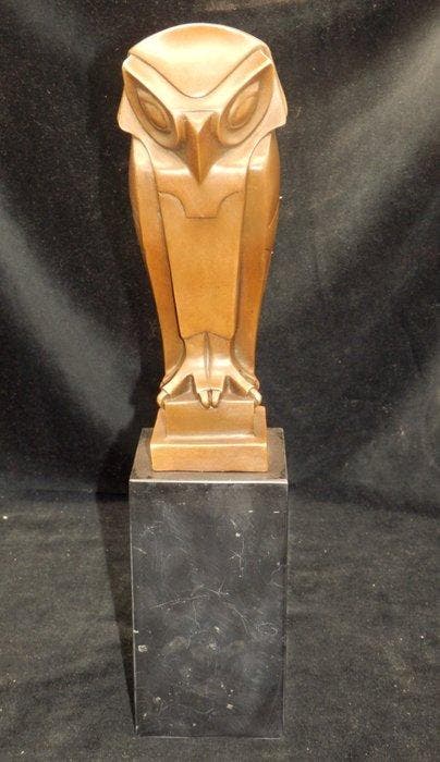 sculptuur, Fraaie bronzen Art Deco UIL - 32 cm - Brons,, Antiquités & Art, Curiosités & Brocante