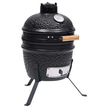 vidaXL Kamado barbecue 2-in-1 56 cm keramiek zwart, Verzenden