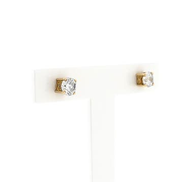 Gouden oorstekers met zirconia (Oorbellen), Handtassen en Accessoires, Oorbellen, Gebruikt, Ophalen of Verzenden, Met edelsteen