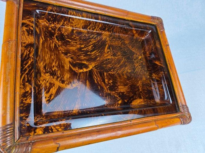 Dienblad - Bamboe, Lucite - Grote dienblad van bamboe en, Antiek en Kunst, Curiosa en Brocante