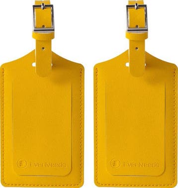 2dekans | Bagagelabel Set – 2 Stuks – PU Leer – Geel –, Ophalen of Verzenden