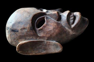 Prachtig echt sjamanistisch houten masker met ritueel