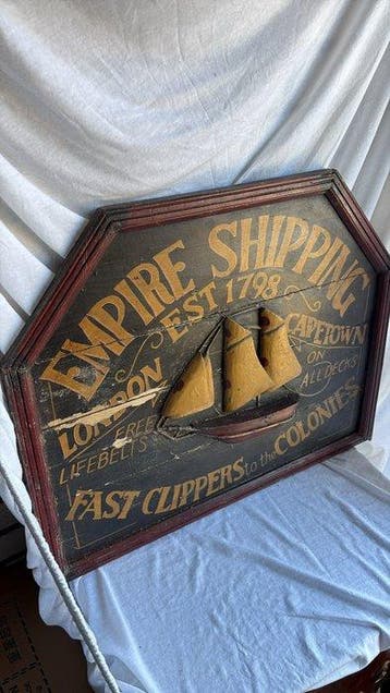 Empire Shipping – maritiem houten reclamebord – zeilschip –
