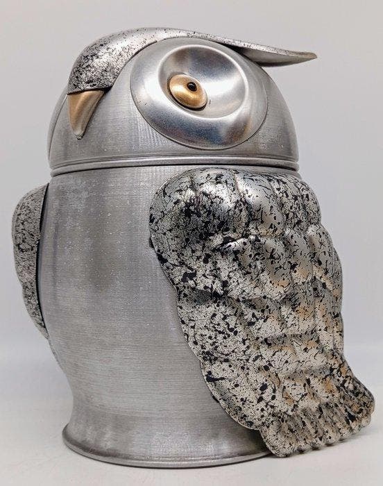 In style of Manetti - Owl - Emmer - Metaal, Aluminium -, Antiquités & Art, Curiosités & Brocante