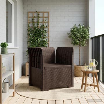 vidaXL Eén-zits Fauteuil Rieten Look PP Bruin, Verzenden, Nieuw