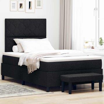 vidaXL Boxspring bed met hoofdeinde Zwart 120 x 200 cm Stof, Verzenden, Nieuw