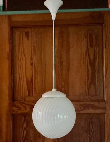 Lamp ornament - Opalineglas/geribbeld - Elektrovit mid-centr, Antiek en Kunst