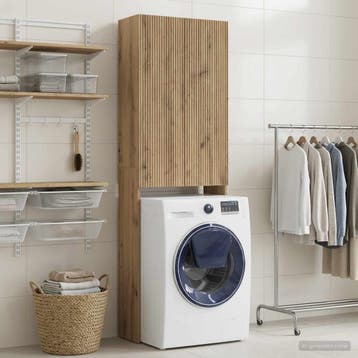 vidaXL Toiletkast ARNHEM Artisanaal eiken 66 x 25,5 x 190 cm, Verzenden, Nieuw